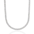 Micro Diamond Prong Cuban Chain in White Gold - 6mm