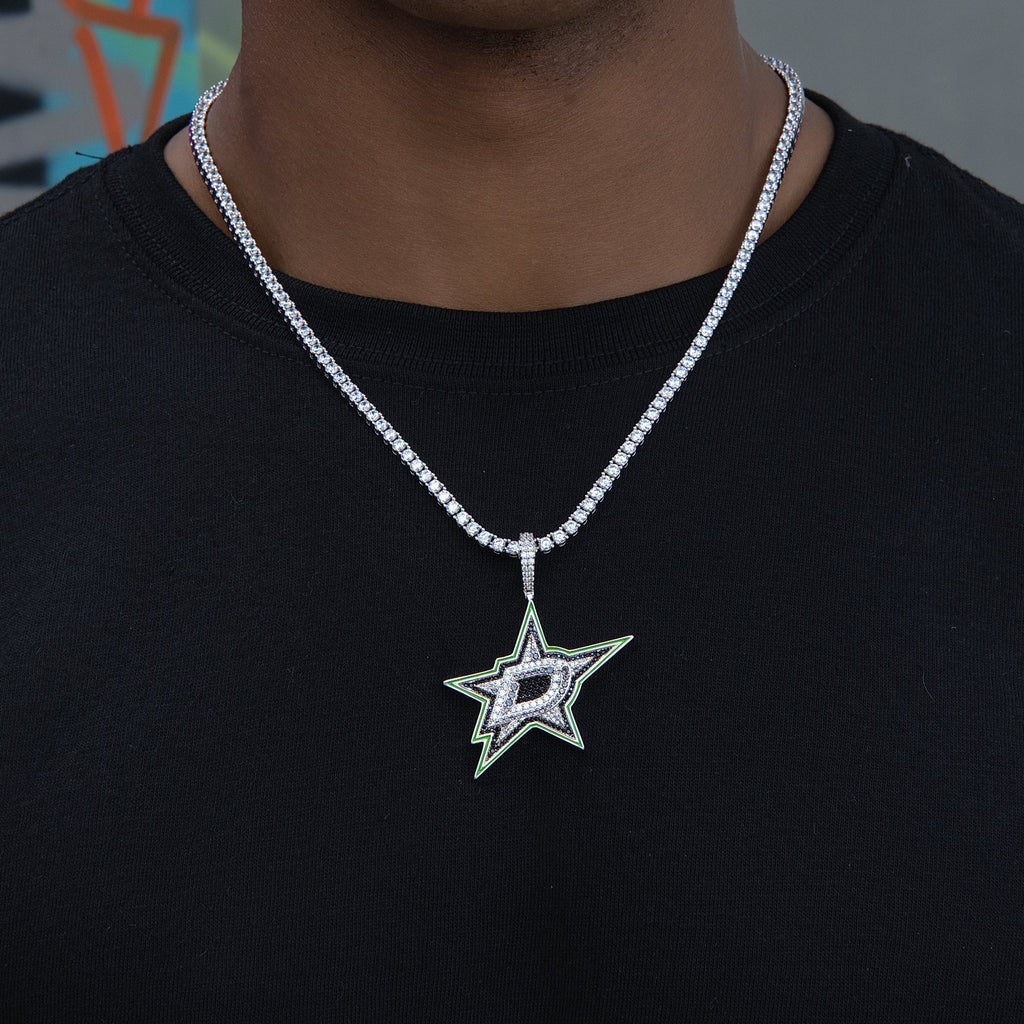 Dallas Stars Official NHL Logo Pendant in White Gold