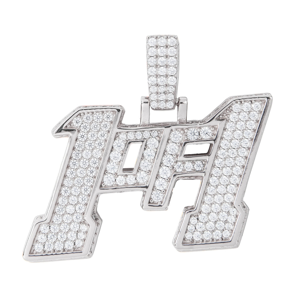 Men's Moissanite 1of1 Pendant in White Gold Vermeil