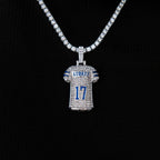 Dallas Cowboys Brandon Aubrey Jersey Pendant in White Gold