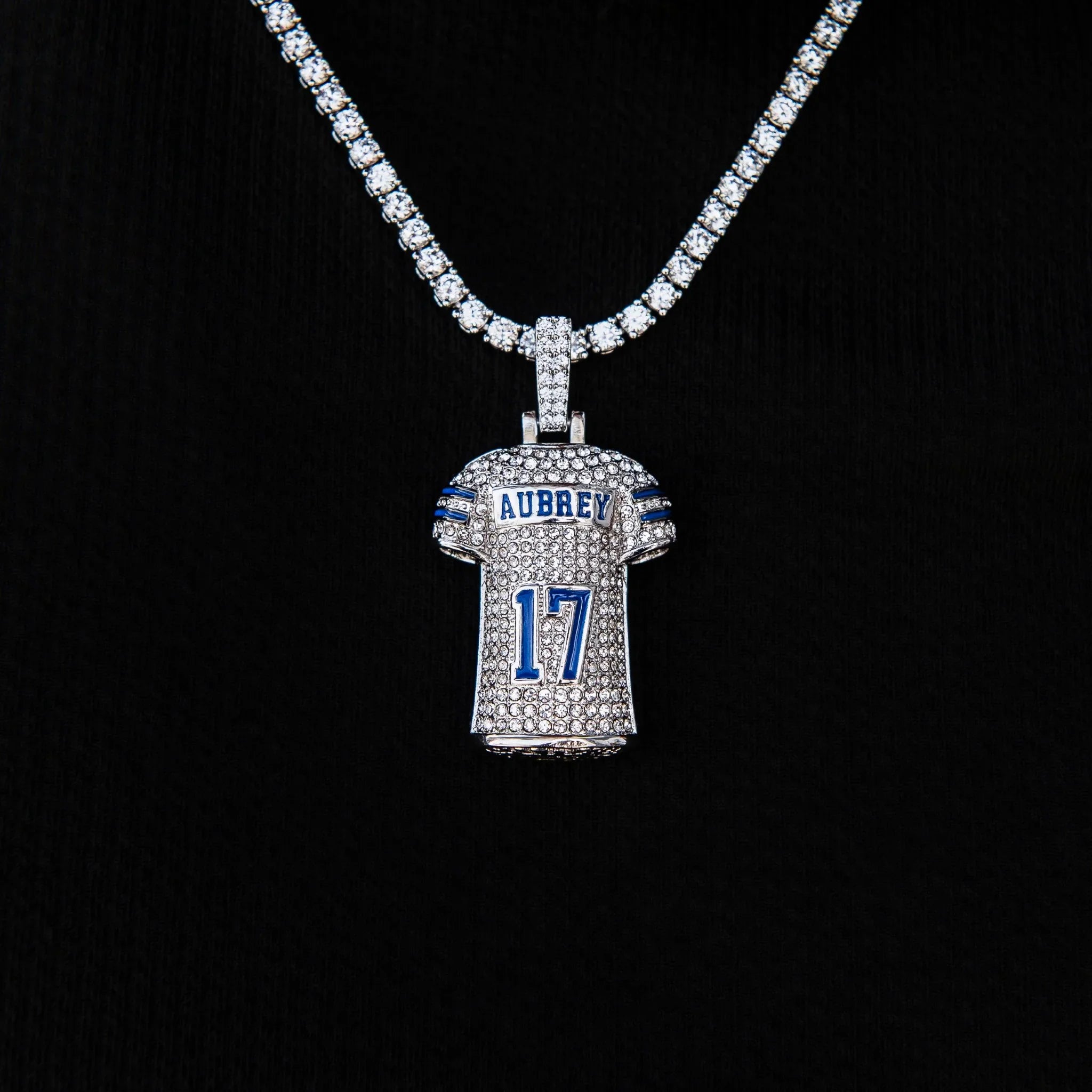 Dallas Cowboys Brandon Aubrey Jersey Pendant in White Gold