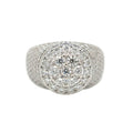 Men's Moissanite Diamond Cluster Ring in White Gold Vermeil