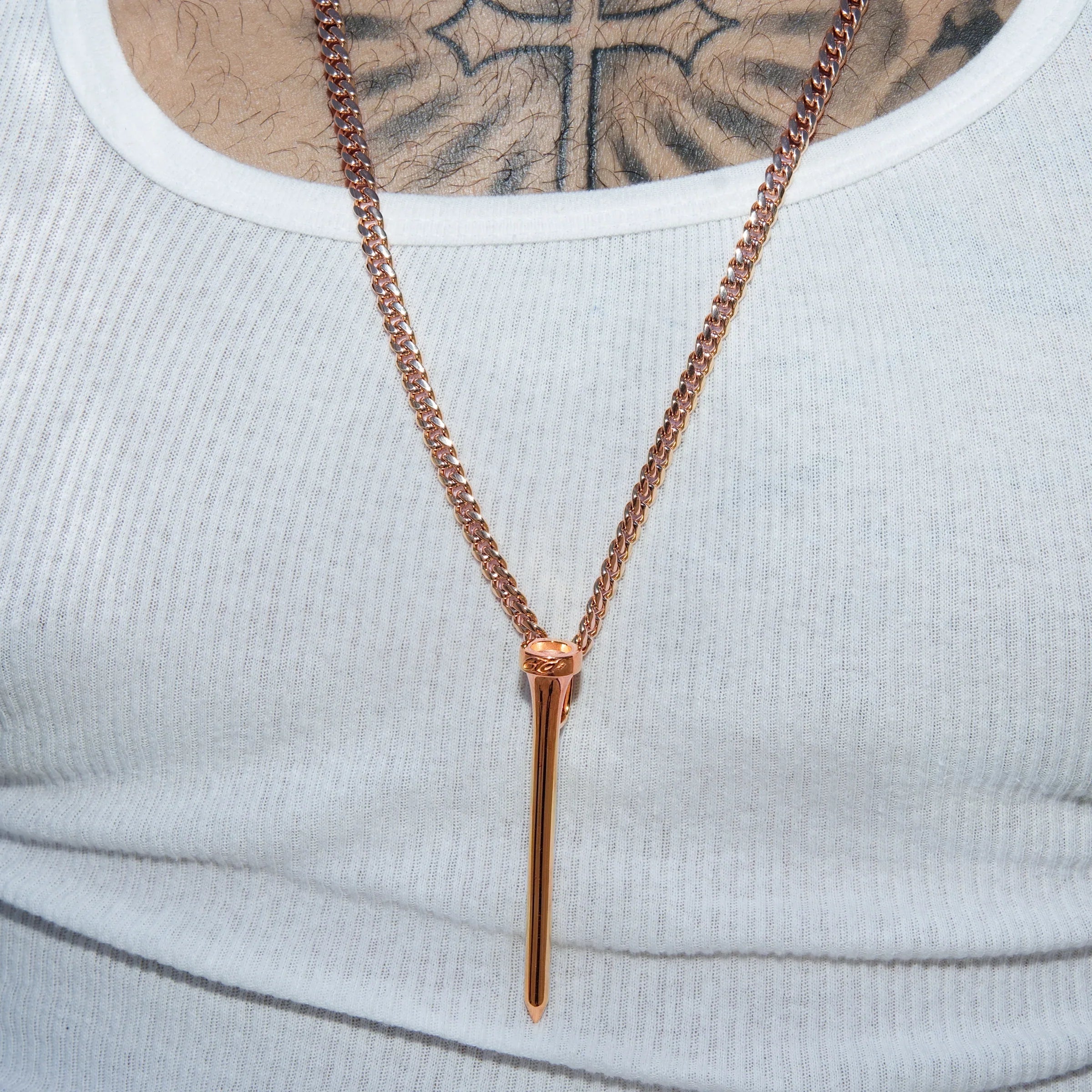 Golf Tee Pendant in Rose Gold