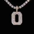 Pave Number Pendants in Yellow Gold