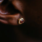 Ruby Cushion Cut Earrings in Yellow Gold
