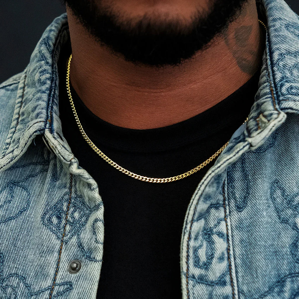 Micro Cuban Chain in Yellow Gold- 3mm