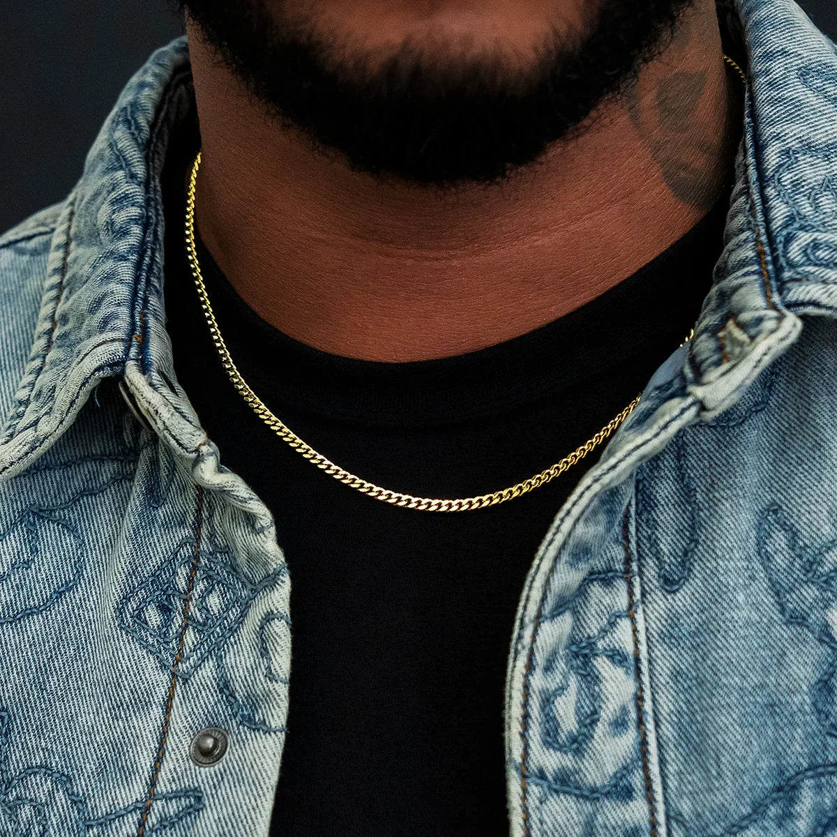 Micro Cuban Chain in Yellow Gold- 3mm
