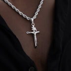 Large Crucifix Cross Pendant in White Gold