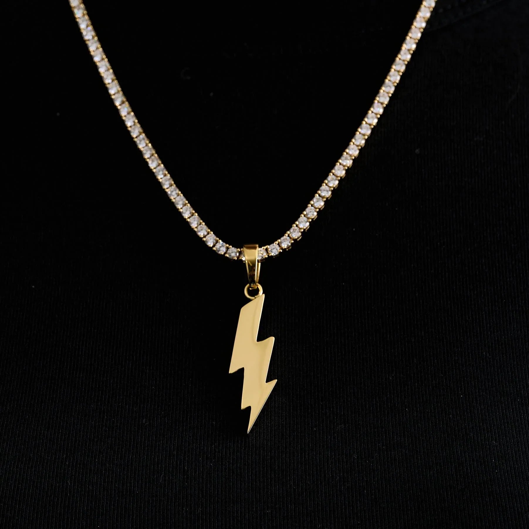 Simple Lightning Bolt Pendant in Yellow Gold