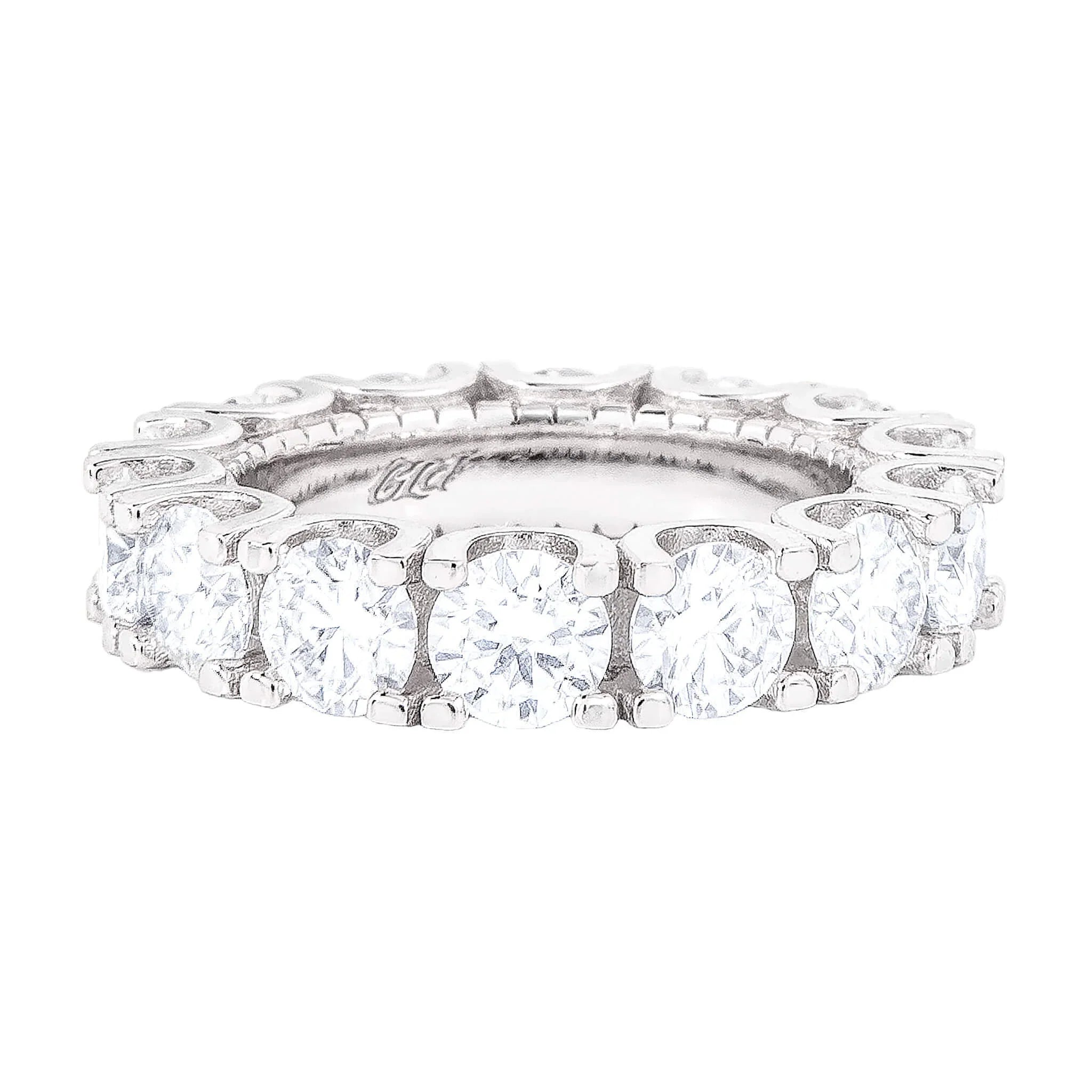 Men's Moissanite Diamond Band Ring in White Gold Vermeil - 5mm