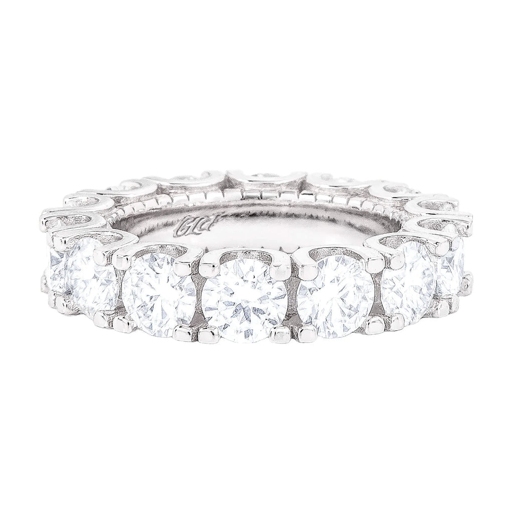 Men's Moissanite Diamond Band Ring in White Gold Vermeil - 5mm