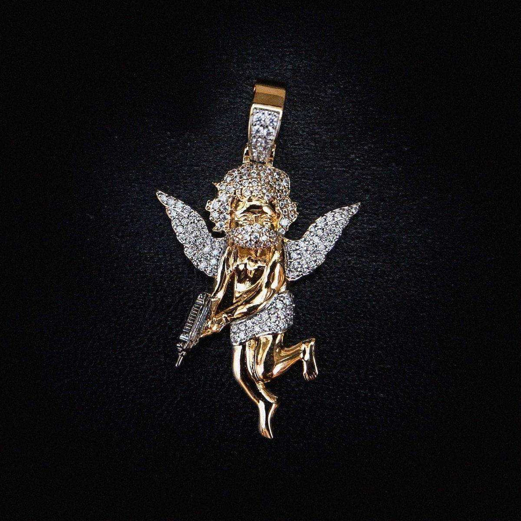 Masked Angel Pendant in Yellow Gold