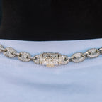 Diamond Puffed Mariner Chain in Yellow Gold- 12mm