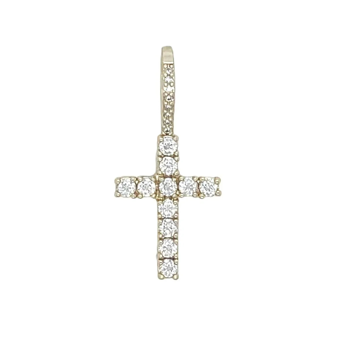Men's Moissanite Diamond Cross Micro Pendant in Yellow Gold Vermeil