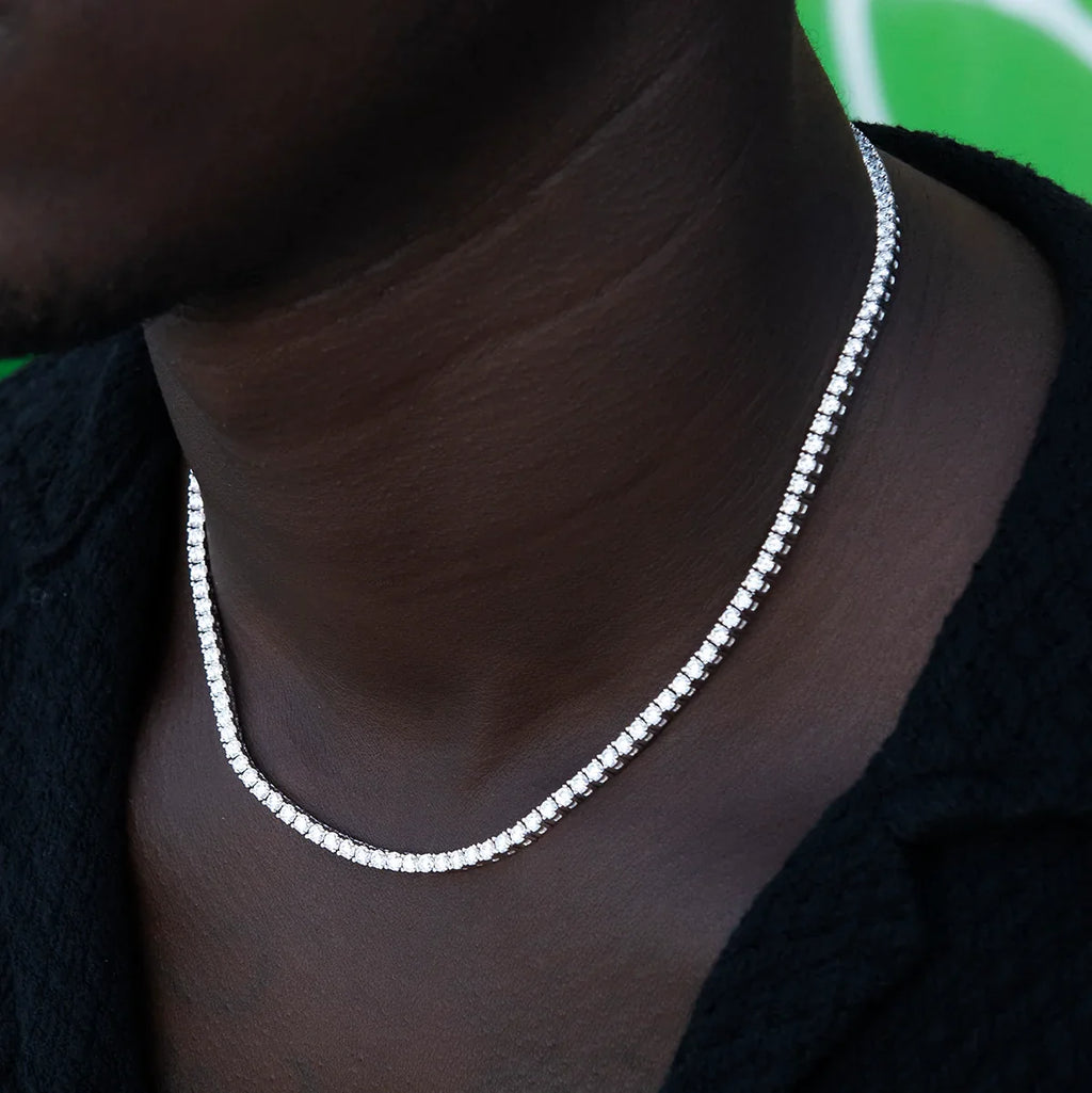 Moissanite Diamond Tennis Chain in Sterling Silver- 3mm