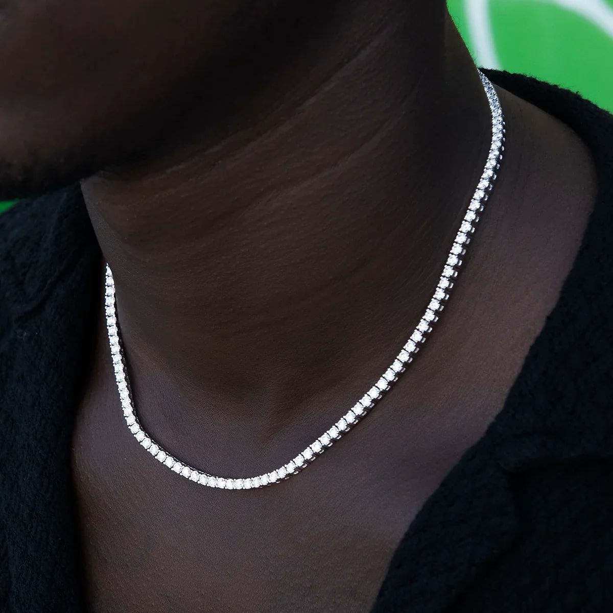 Moissanite Diamond Tennis Chain in Sterling Silver- 3mm