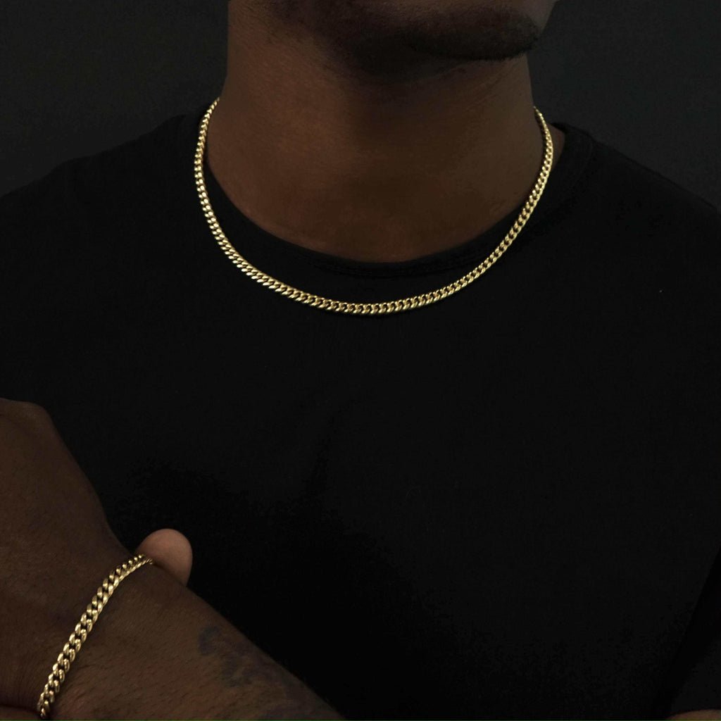 5mm Cuban Chain + Bracelet Bundle - Yellow Gold