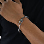 Iced Ball Bangle Bracelet in White Gold