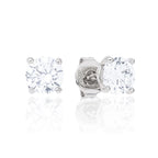 Moissanite Round Cut Diamond Stud Earring in White Gold Vermeil - 5mm