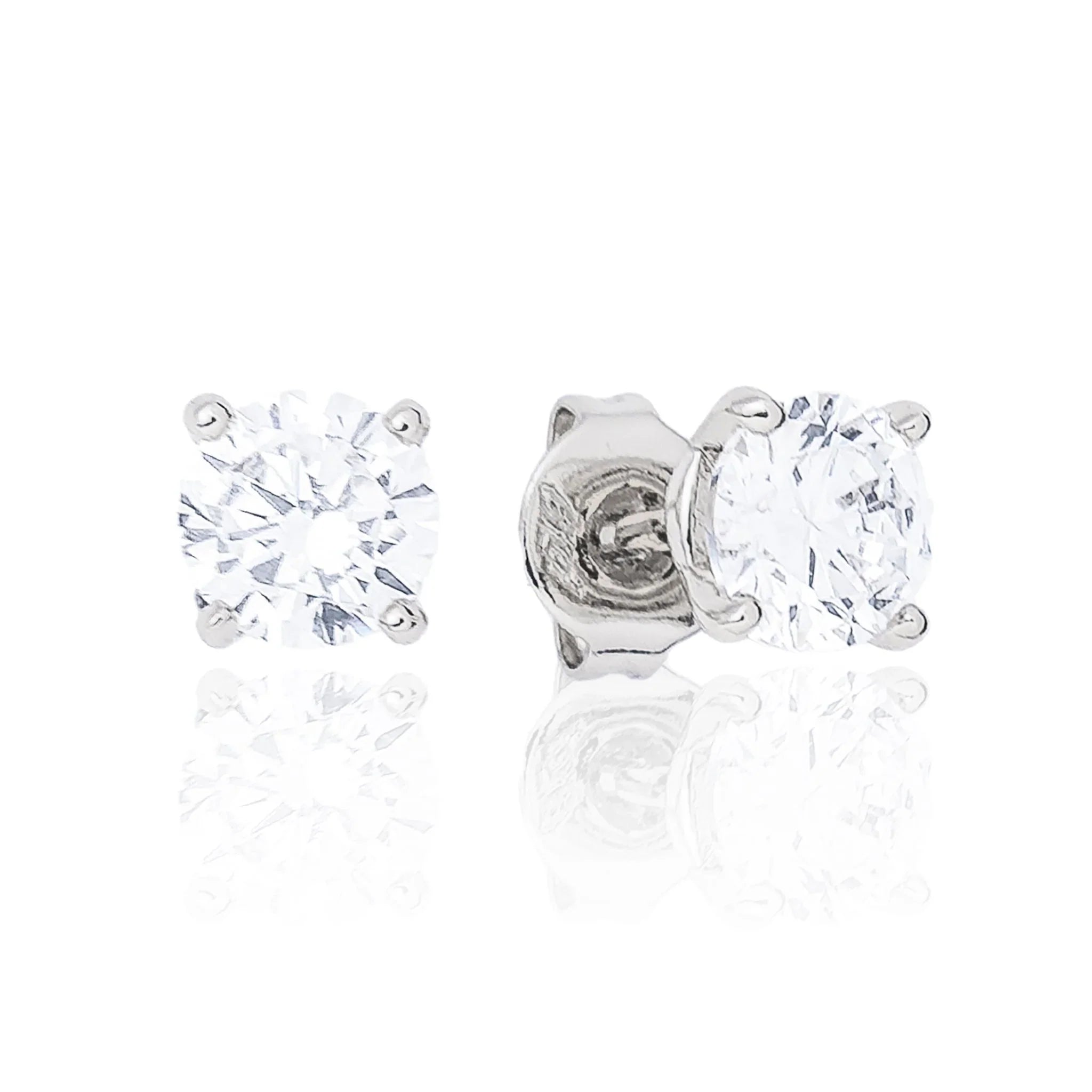 Moissanite Round Cut Diamond Stud Earring in White Gold Vermeil - 5mm
