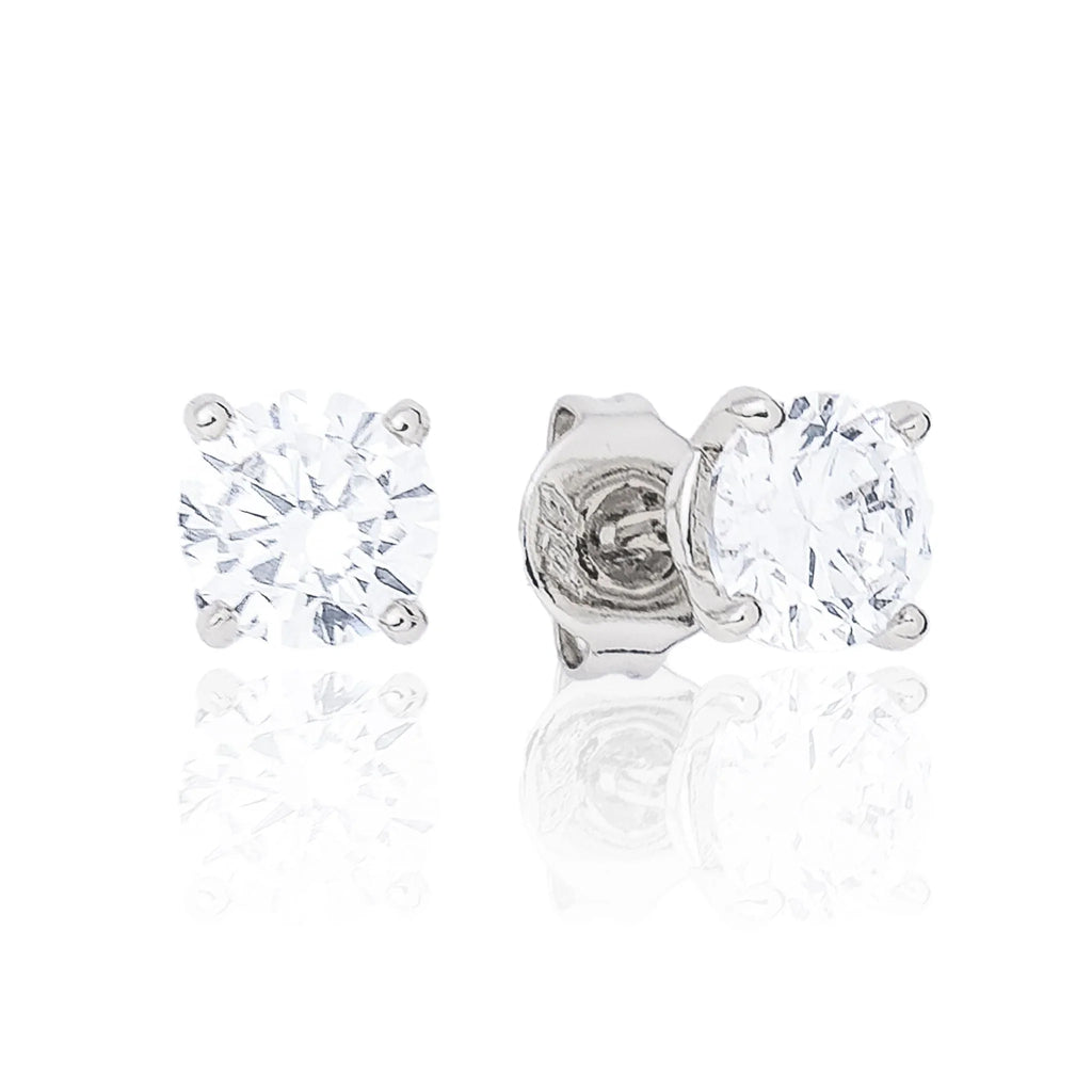 Moissanite Round Cut Diamond Stud Earring in Sterling Silver - 5mm
