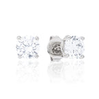 Moissanite Round Cut Diamond Stud Earring in Sterling Silver - 5mm