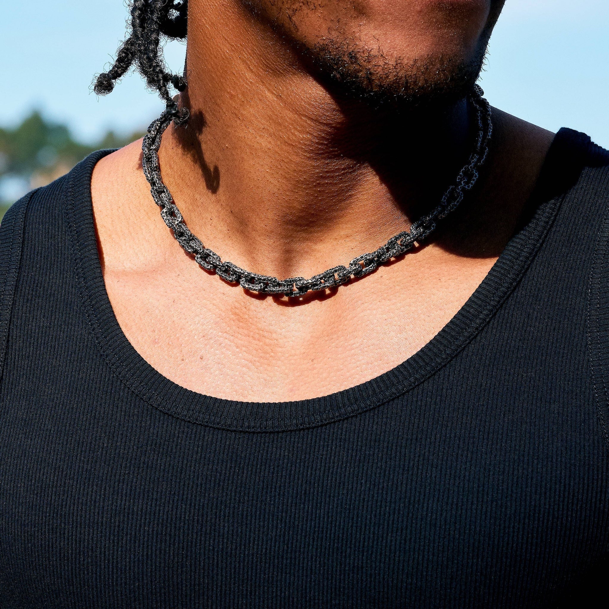 GLD X Bloody Osiris Iced Black Voronoi Link Chain in Black