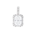 Men's Moissanite Micro Diamond Stone Pendant in White Gold Vermeil