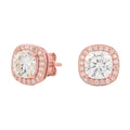 Cushion Cut Moissanite Earrings in Rose Gold Vermeil