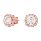 Cushion Cut Moissanite Earrings in Rose Gold Vermeil