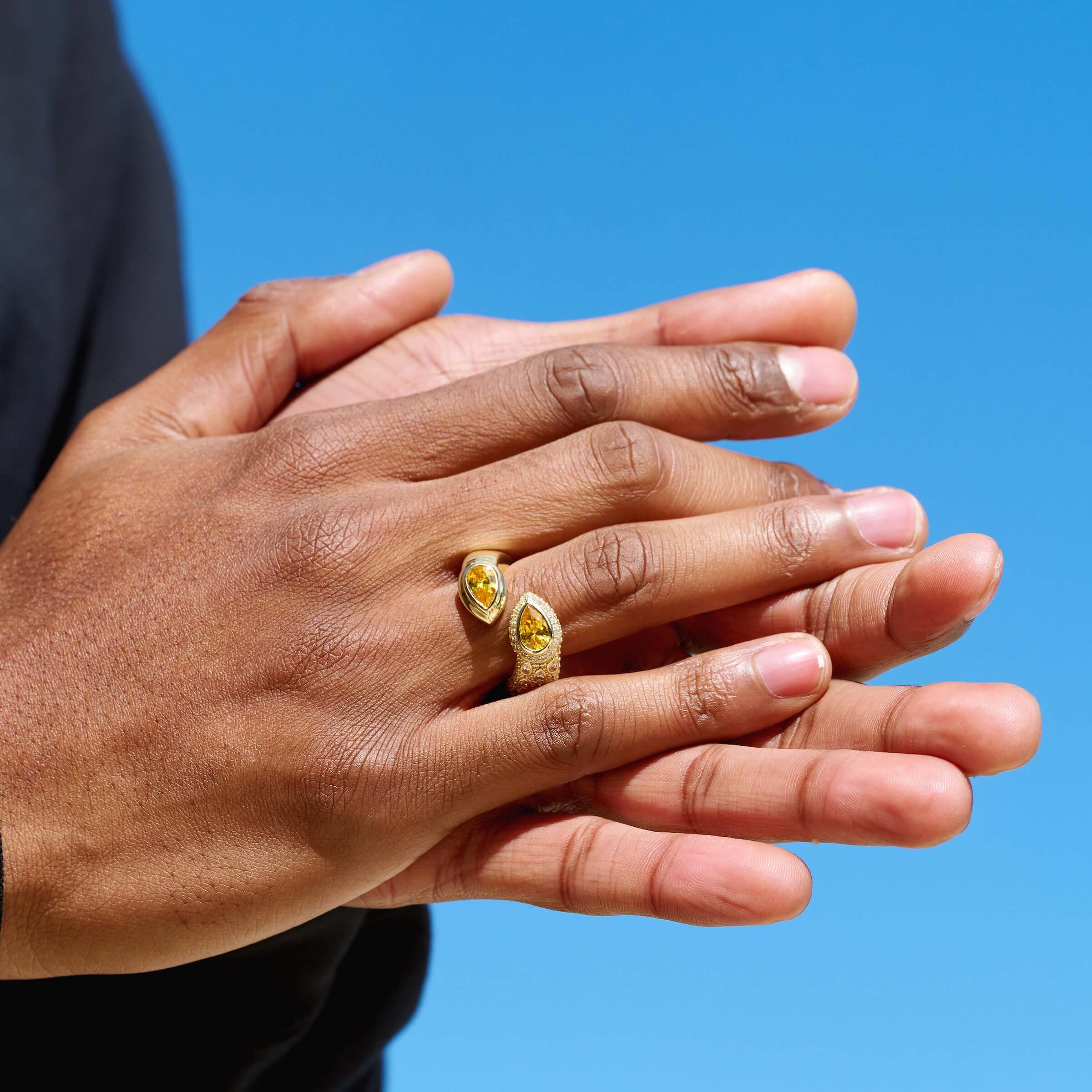 Double Pear Canary Ring in Yellow Gold Vermeil