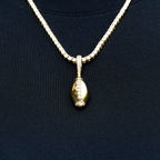 Iced Stitched Football Pendant in Yellow Gold