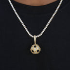 Iced Soccer Ball Pendant in Yellow Gold