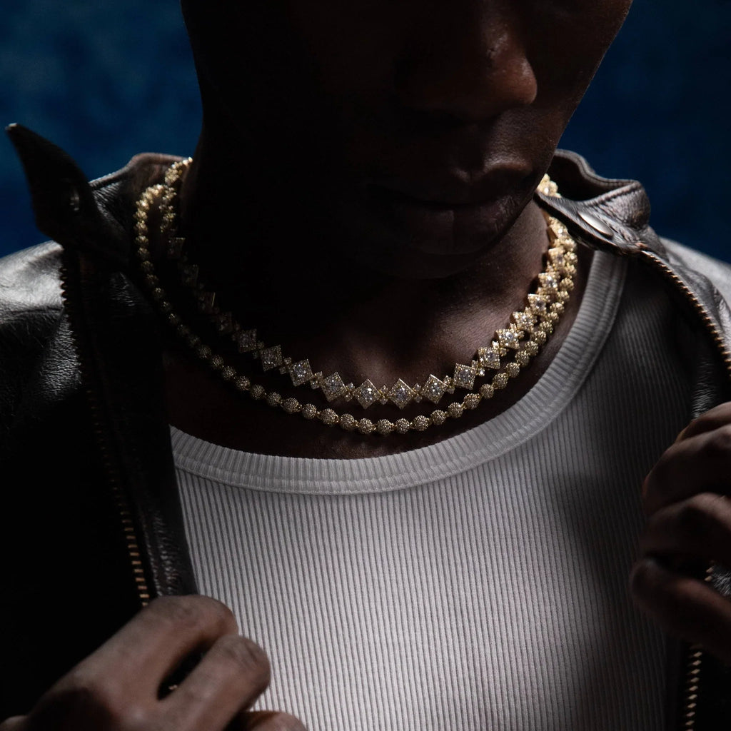 Cloister Link Chain + Iced Ball Chain Bundle in Yellow Gold