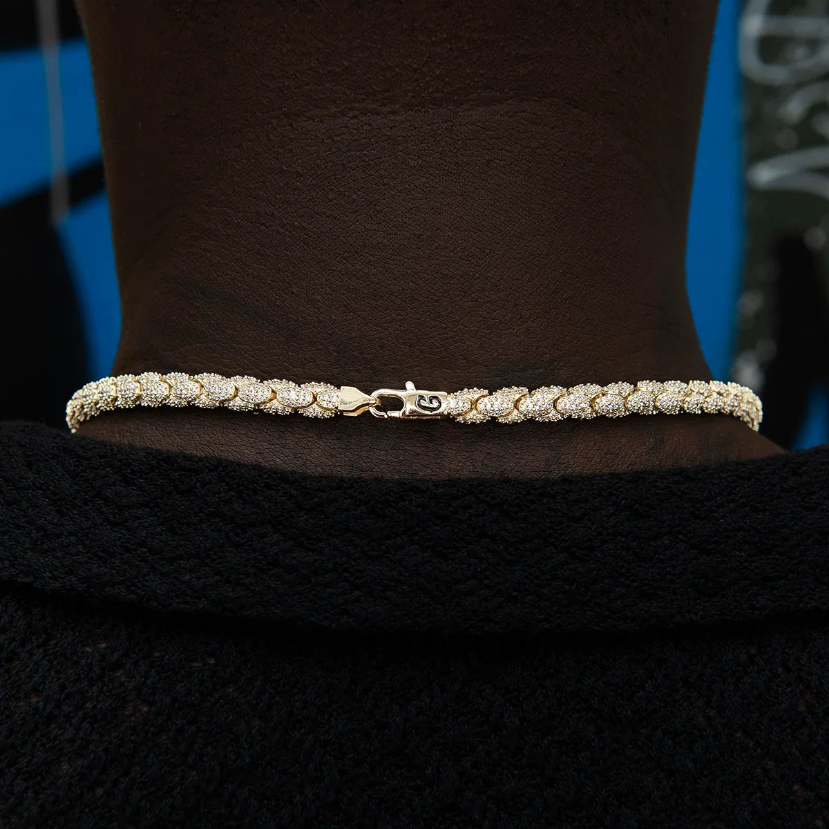 Diamond Pave Snake Link Chain + Bracelet Bundle in Yellow Gold- 6mm