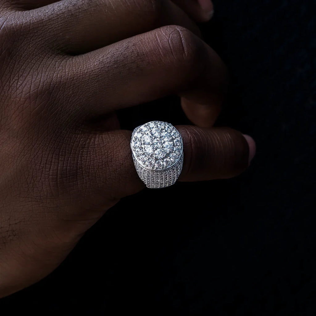 Diamond Cluster Ring in White Gold Vermeil