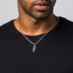Men's Moissanite Diamond Micro Lightning Bolt Pendant in White Gold Vermeil