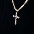 Large Diamond Cross Pendant in Yellow Gold