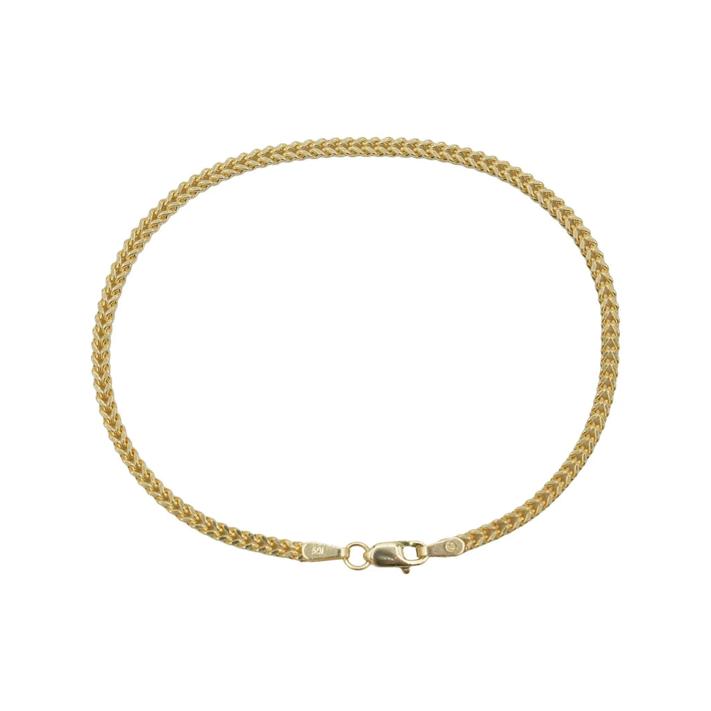 Franco Chain Bracelet in Hollow Yellow Gold - 2mm