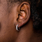 Micro Double Row Extra Small Huggie Hoop Earrings in White Gold