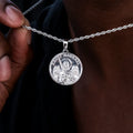Saint Michael Coin Pendant in White Gold