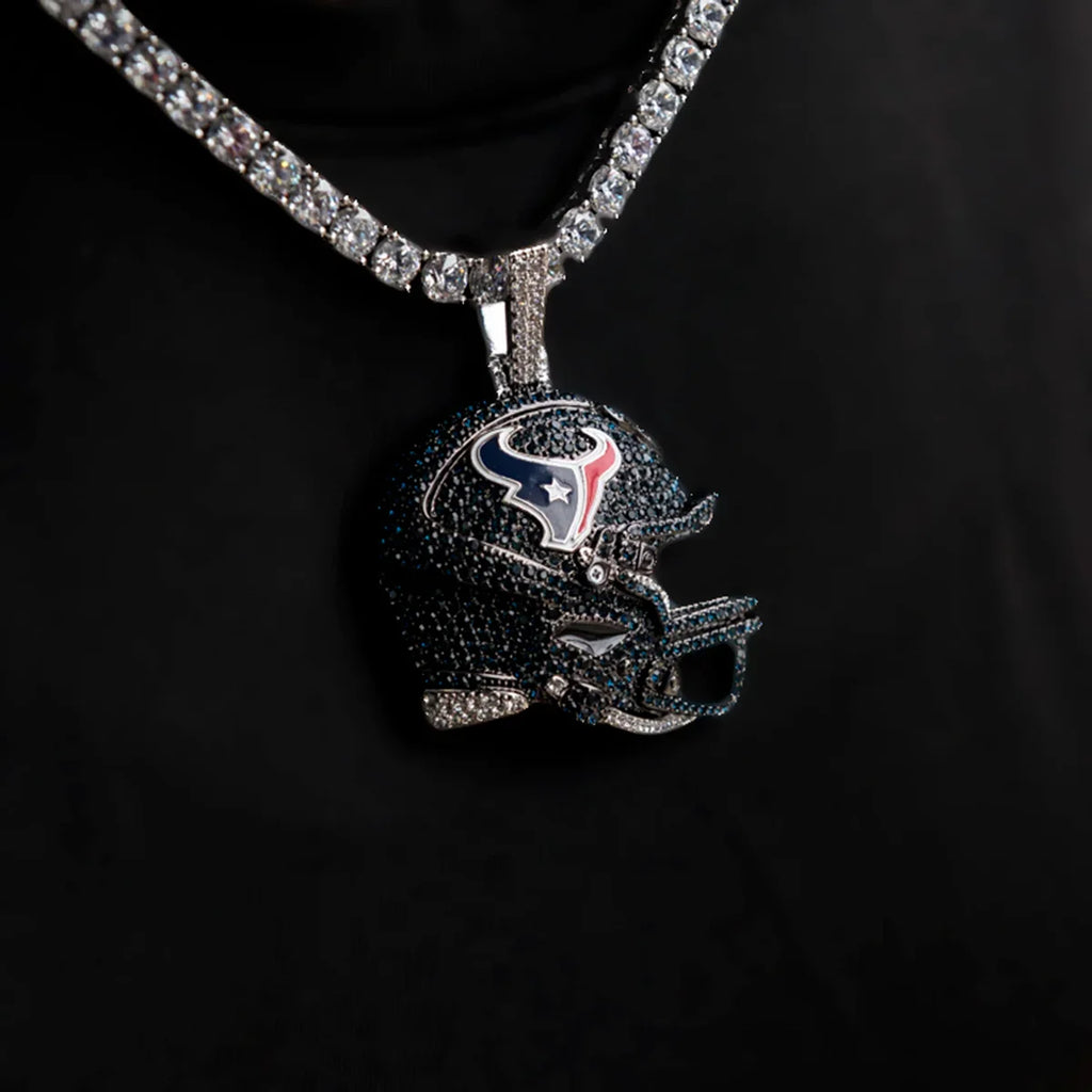 2025 Houston Texans Team Helmet Pendant - White Gold