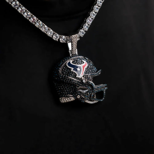 2025 Houston Texans Team Helmet Pendant - White Gold