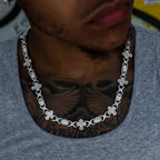 Baguette Cross Evil Eye Chain + Bracelet in White Gold