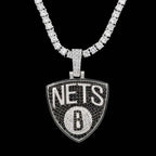 Brooklyn Nets Official NBA Logo Pendant in White Gold