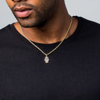 Micro Iced Hamsa Pendant in Yellow Gold
