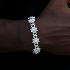Diamond Infinity Flower Cuff Bracelet in White Gold