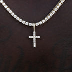 Men's Moissanite Diamond Cross Micro Pendant in Yellow Gold Vermeil