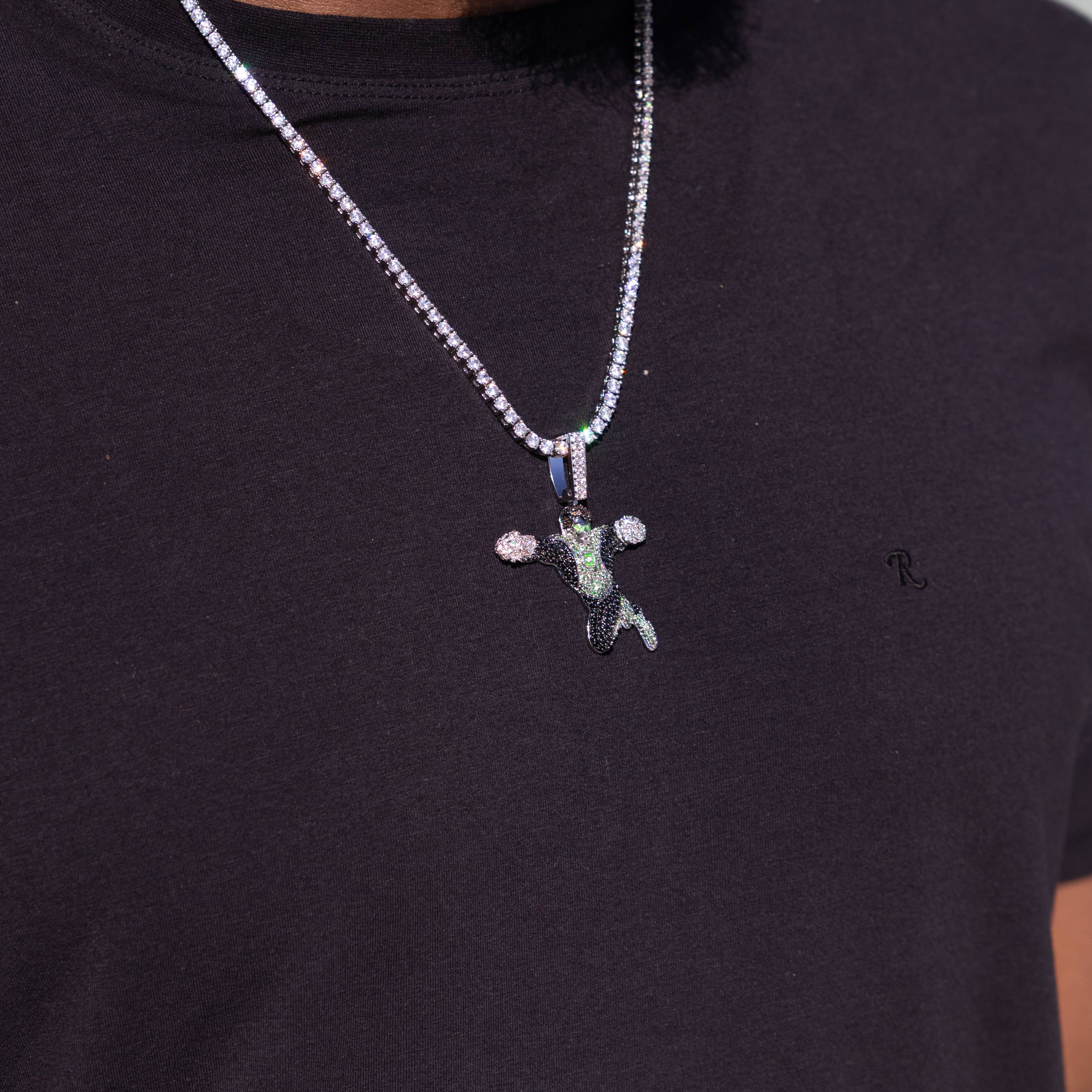Green Lantern Body Official DC Comics Pendant in White Gold