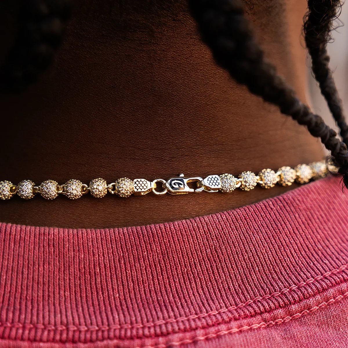 Cloister Link Chain + Iced Ball Chain Bundle in Yellow Gold